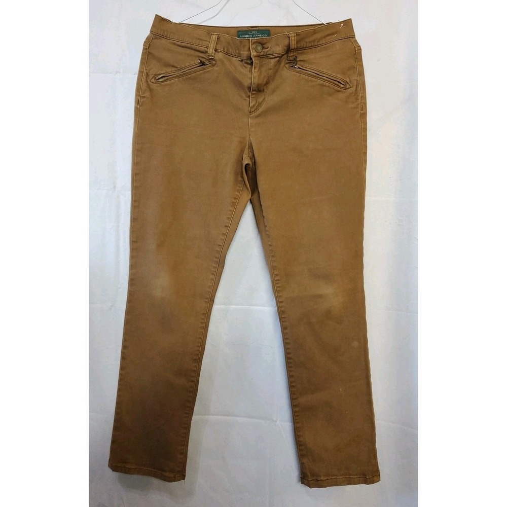 LRL Lauren Jeans Co Ralph Lauren Women Tan Classic Straight Sz 10‎ 33x28